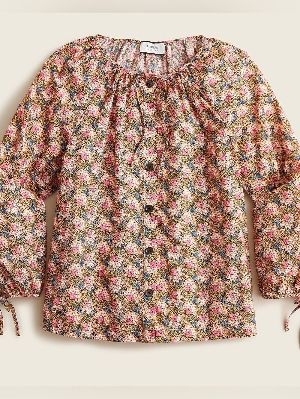 J. Crew Collection tie-sleeve button-front top in Ratti® prism floral size XL